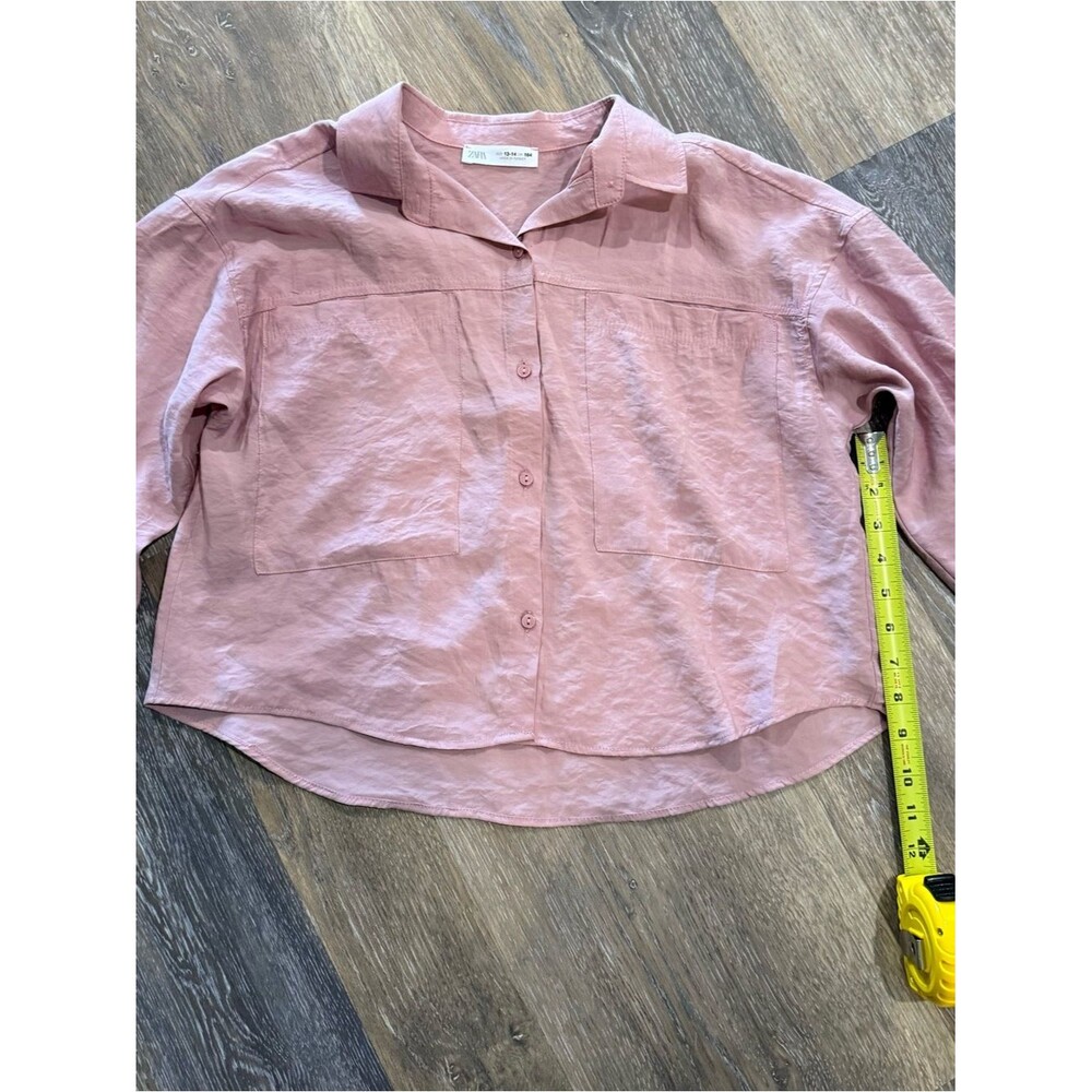 Zara Girls 14 Dusty Pink Collared Button-Down Shirt